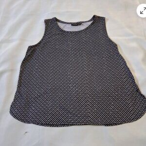 Apt. 9 Womens PXL Sleeveless Tank Top Black White Print Stretchy Round Neck A29